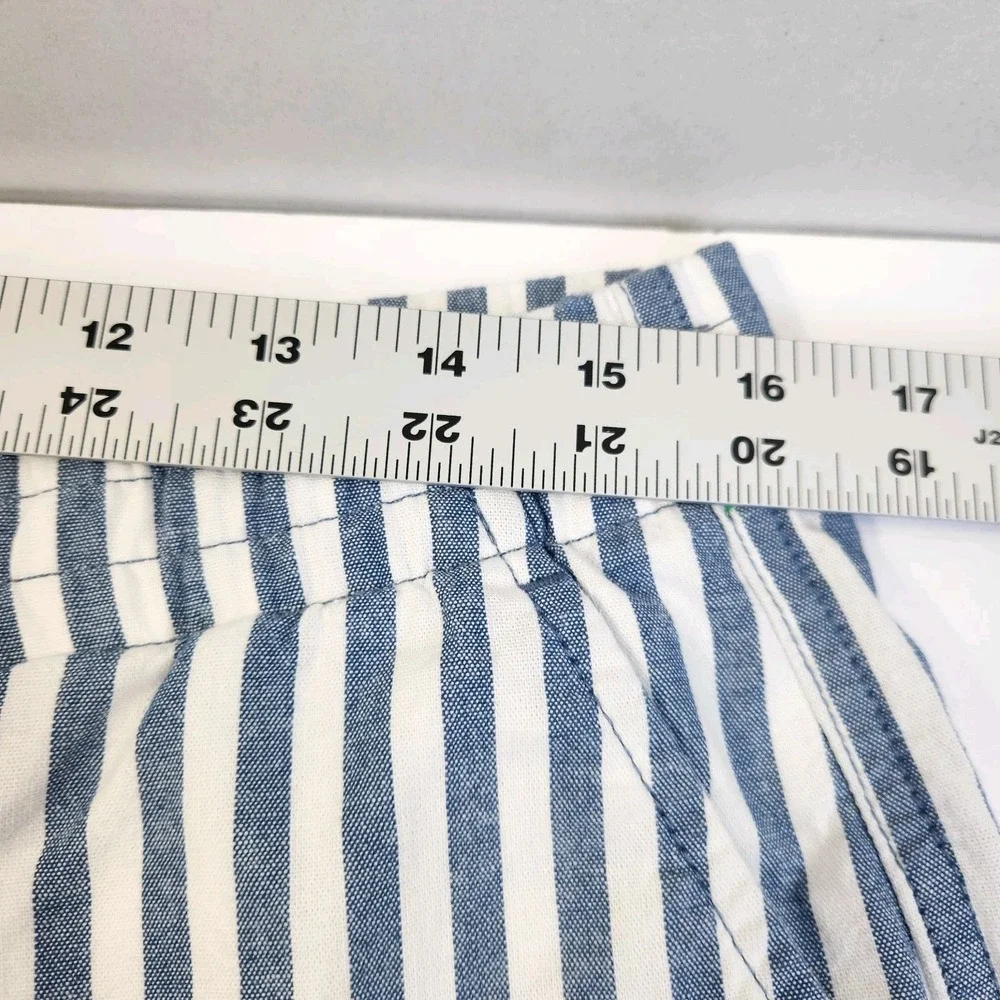 Lands End Womens Shorts Sz 12 Petite 12P Blue White Stripe Pull On‎ Casual Chic